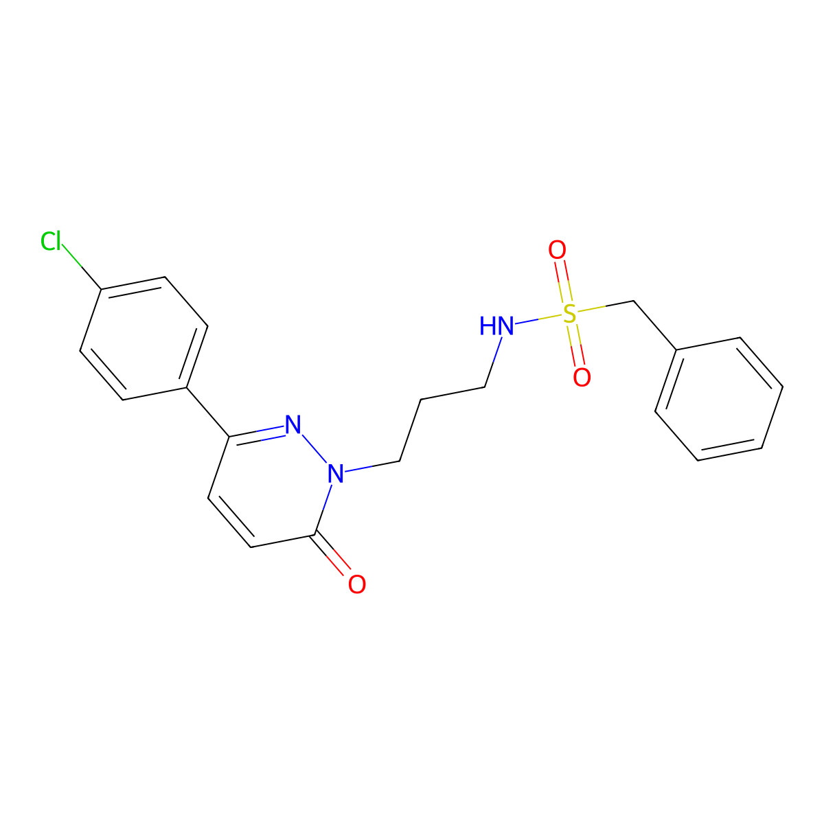 N-{3-[3-(4-chlorophenyl)-6-oxo-1,6-dihydropyridazin-1-yl]propyl}-1-phenylmethanesulfonamide molecular structure, CAS 1021253-26-8