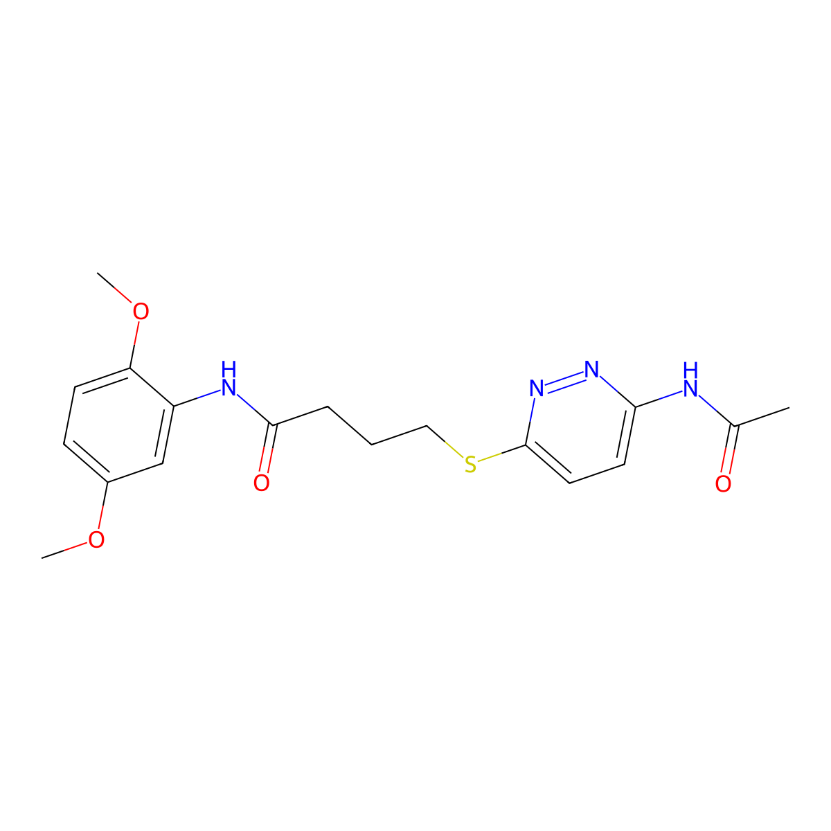 4-((6-acetamidopyridazin-3-yl)thio)-N-(2,5-dimethoxyphenyl)butanamide molecular structure, CAS 1021253-34-8