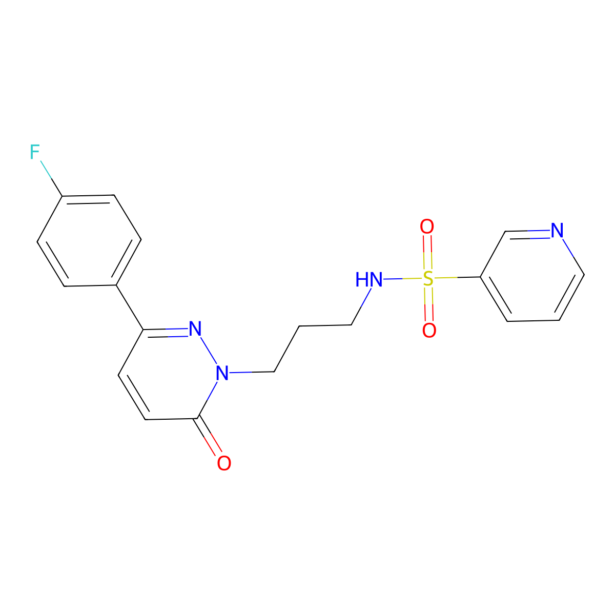 N-{3-[3-(4-fluorophenyl)-6-oxo-1,6-dihydropyridazin-1-yl]propyl}pyridine-3-sulfonamide molecular structure, CAS 1021253-42-8