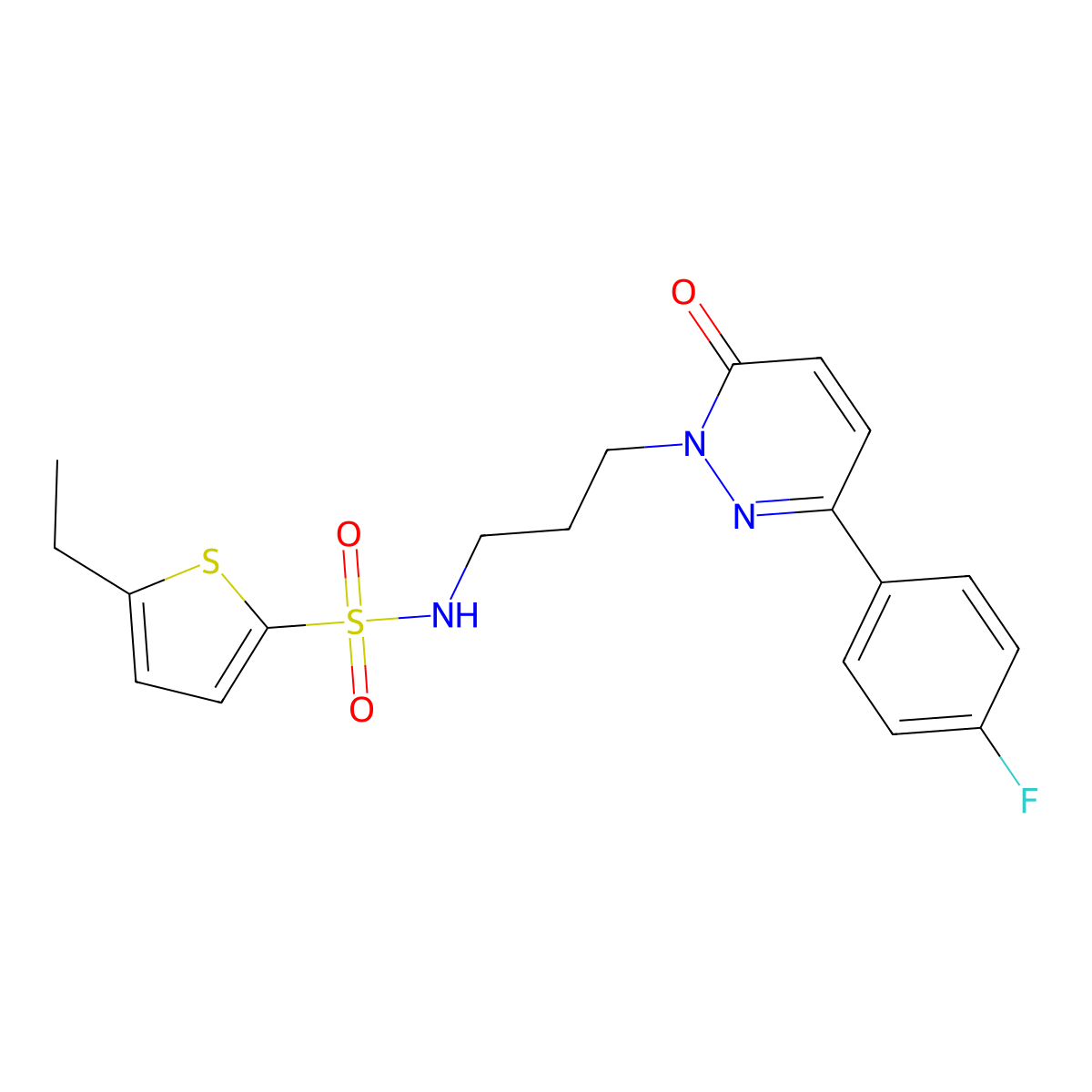 5-ethyl-N-{3-[3-(4-fluorophenyl)-6-oxo-1,6-dihydropyridazin-1-yl]propyl}thiophene-2-sulfonamide molecular structure, CAS 1021253-45-1