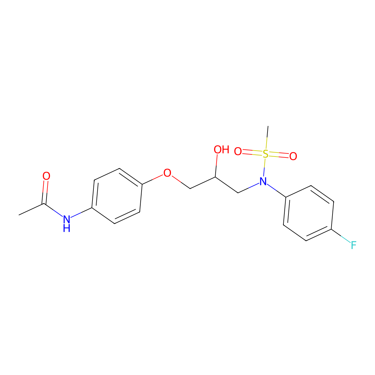 N-(4-(3-(N-(4-fluorophenyl)methylsulfonamido)-2-hydroxypropoxy)phenyl)acetamide molecular structure, CAS 1021253-49-5
