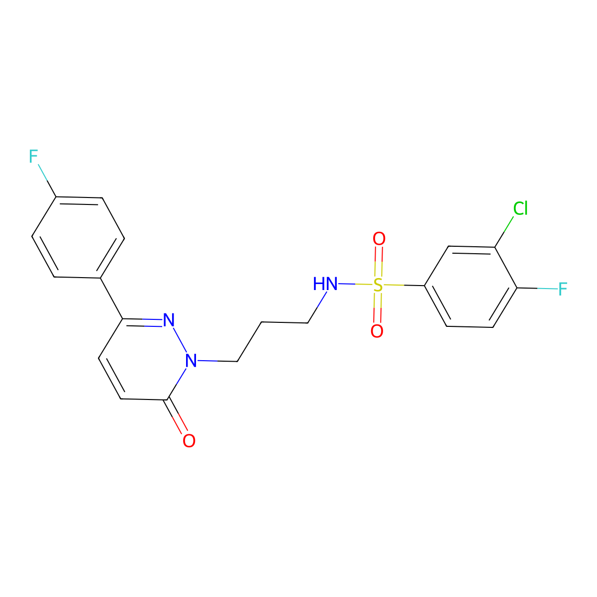 3-chloro-4-fluoro-N-(3-(3-(4-fluorophenyl)-6-oxopyridazin-1(6H)-yl)propyl)benzenesulfonamide molecular structure, CAS 1021253-50-8
