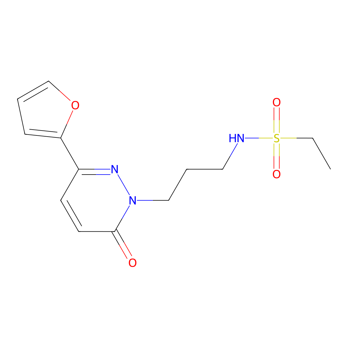 N-{3-[3-(furan-2-yl)-6-oxo-1,6-dihydropyridazin-1-yl]propyl}ethane-1-sulfonamide molecular structure, CAS 1021253-54-2