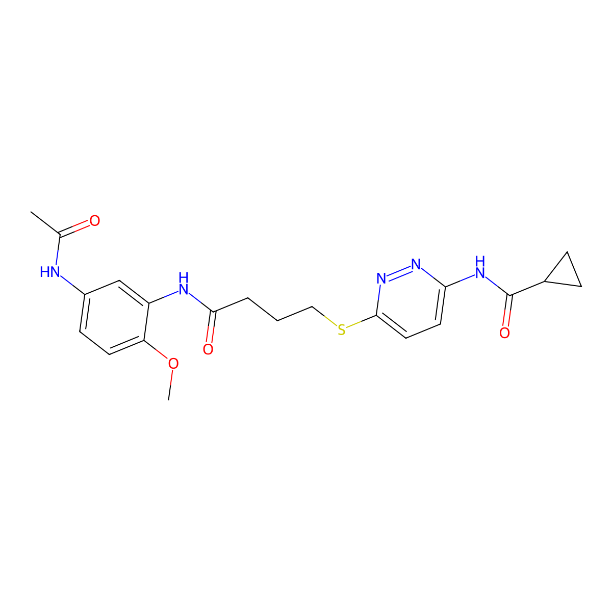 N-(6-((4-((5-acetamido-2-methoxyphenyl)amino)-4-oxobutyl)thio)pyridazin-3-yl)cyclopropanecarboxamide molecular structure, CAS 1021253-55-3