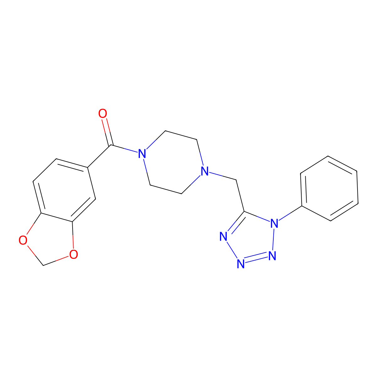 benzo[d][1,3]dioxol-5-yl(4-((1-phenyl-1H-tetrazol-5-yl)methyl)piperazin-1-yl)methanone molecular structure, CAS 1021253-65-5