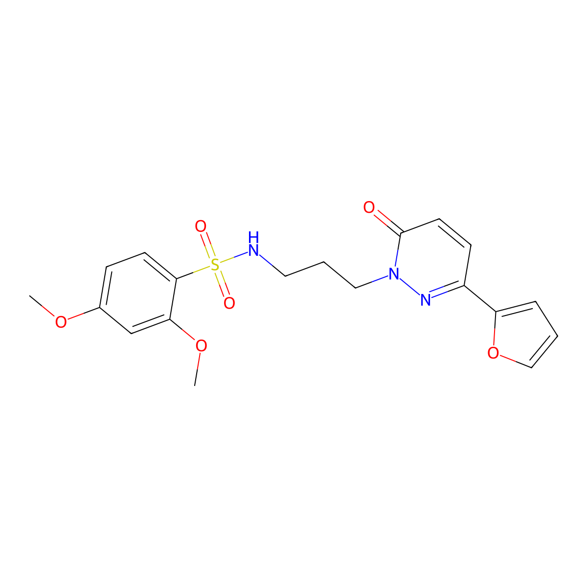 N-(3-(3-(furan-2-yl)-6-oxopyridazin-1(6H)-yl)propyl)-2,4-dimethoxybenzenesulfonamide molecular structure, CAS 1021253-68-8