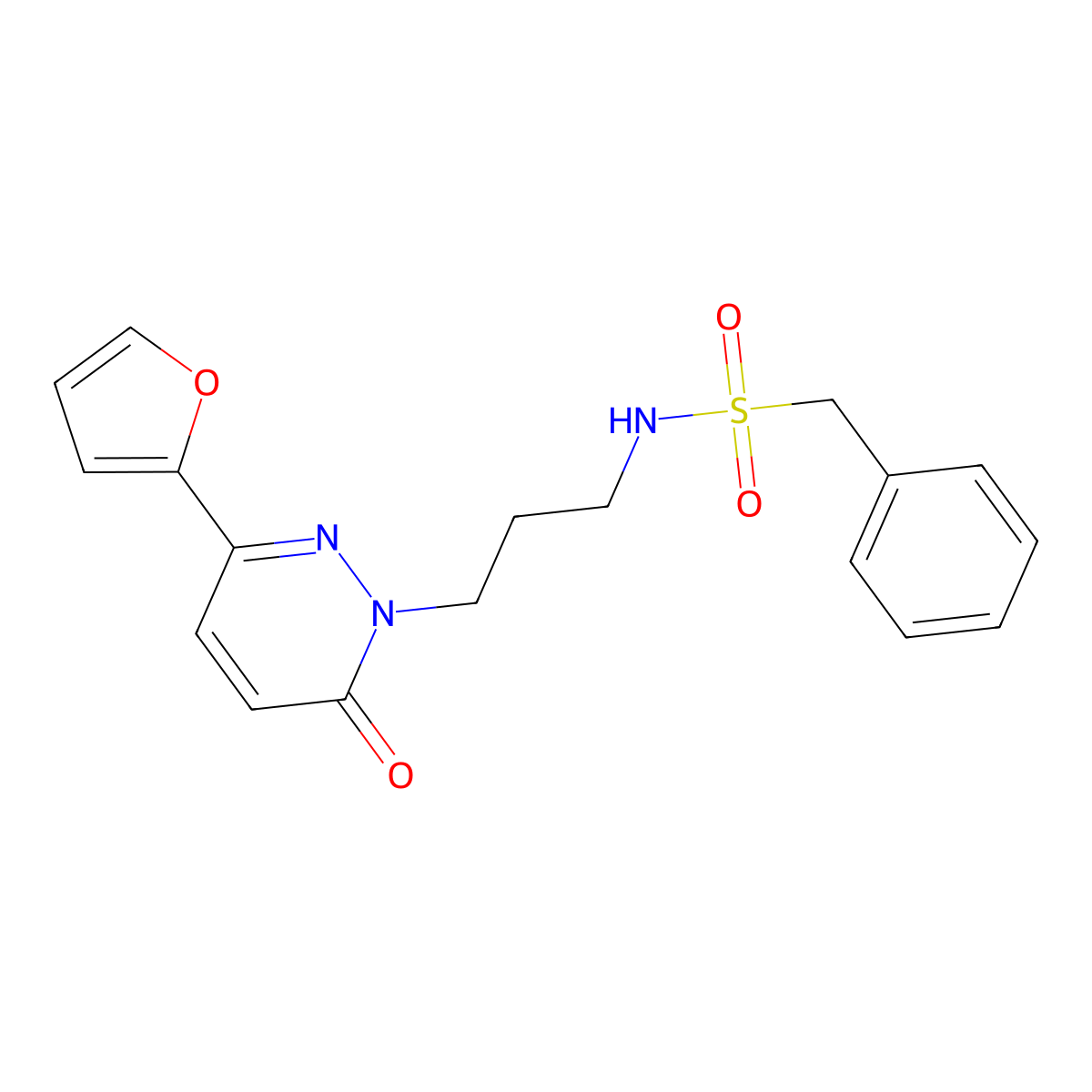 N-(3-(3-(furan-2-yl)-6-oxopyridazin-1(6H)-yl)propyl)-1-phenylmethanesulfonamide molecular structure, CAS 1021253-76-8