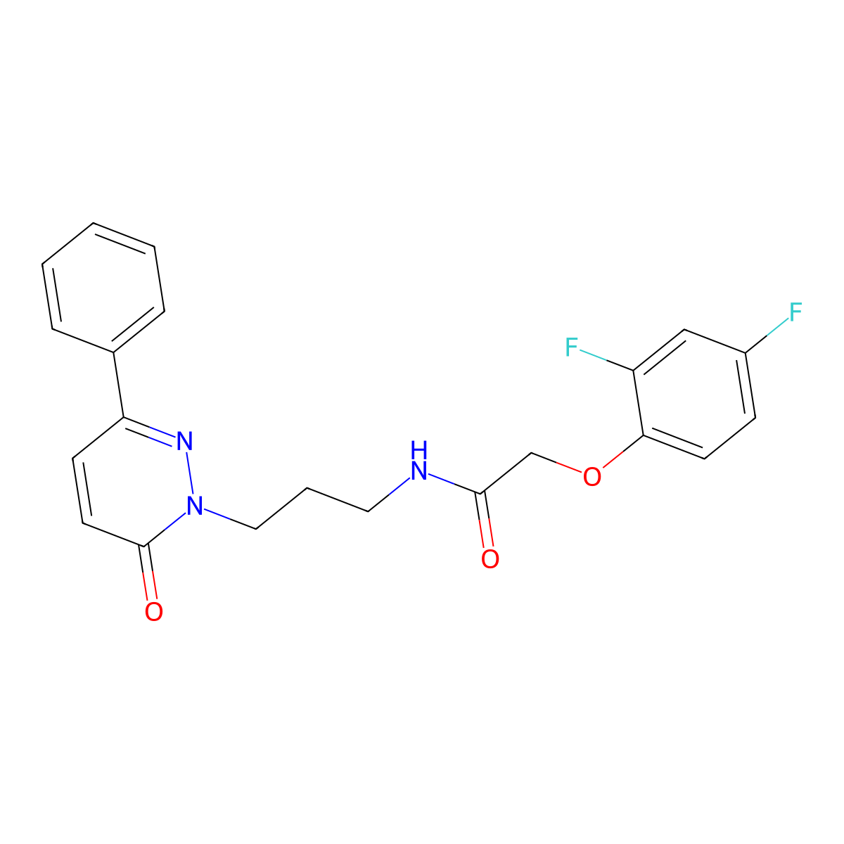2-(2,4-difluorophenoxy)-N-[3-(6-oxo-3-phenyl-1,6-dihydropyridazin-1-yl)propyl]acetamide molecular structure, CAS 1021253-81-5