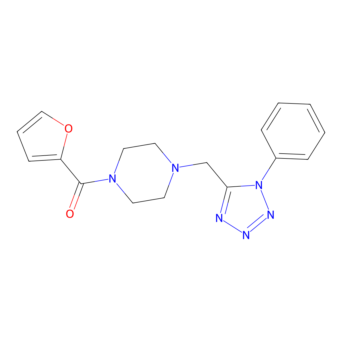 furan-2-yl(4-((1-phenyl-1H-tetrazol-5-yl)methyl)piperazin-1-yl)methanone molecular structure, CAS 1021253-90-6