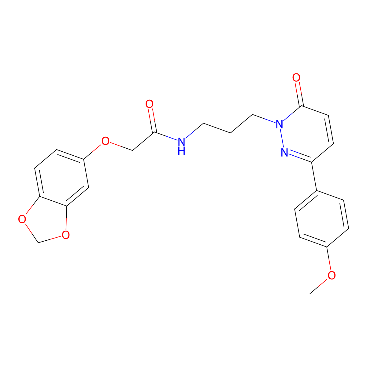 2-(benzo[d][1,3]dioxol-5-yloxy)-N-(3-(3-(4-methoxyphenyl)-6-oxopyridazin-1(6H)-yl)propyl)acetamide molecular structure, CAS 1021253-93-9