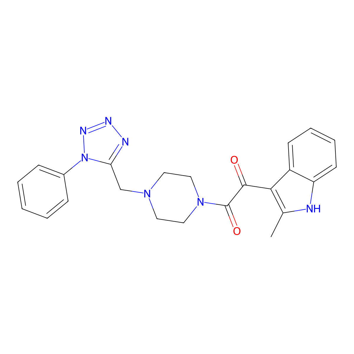 1-(2-methyl-1H-indol-3-yl)-2-(4-((1-phenyl-1H-tetrazol-5-yl)methyl)piperazin-1-yl)ethane-1,2-dione molecular structure, CAS 1021253-97-3