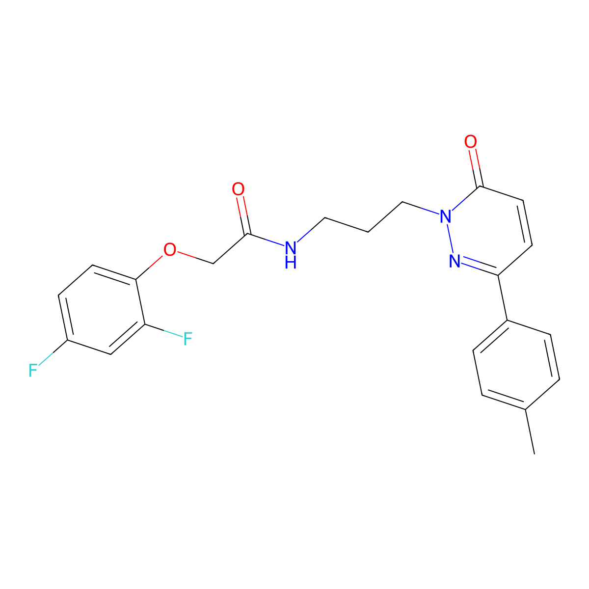 2-(2,4-difluorophenoxy)-N-(3-(6-oxo-3-(p-tolyl)pyridazin-1(6H)-yl)propyl)acetamide molecular structure, CAS 1021253-98-4