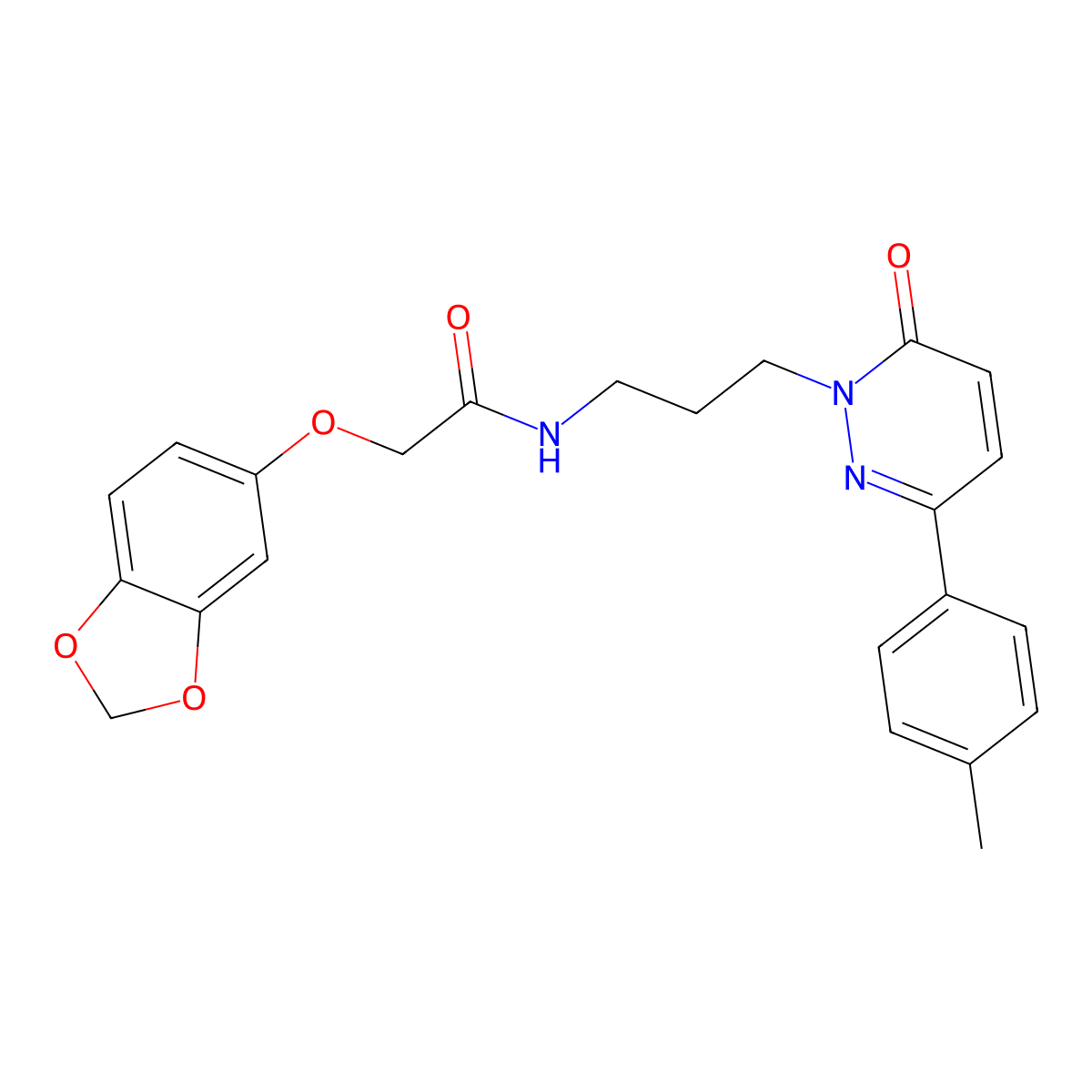 2-(benzo[d][1,3]dioxol-5-yloxy)-N-(3-(6-oxo-3-(p-tolyl)pyridazin-1(6H)-yl)propyl)acetamide molecular structure, CAS 1021254-00-1