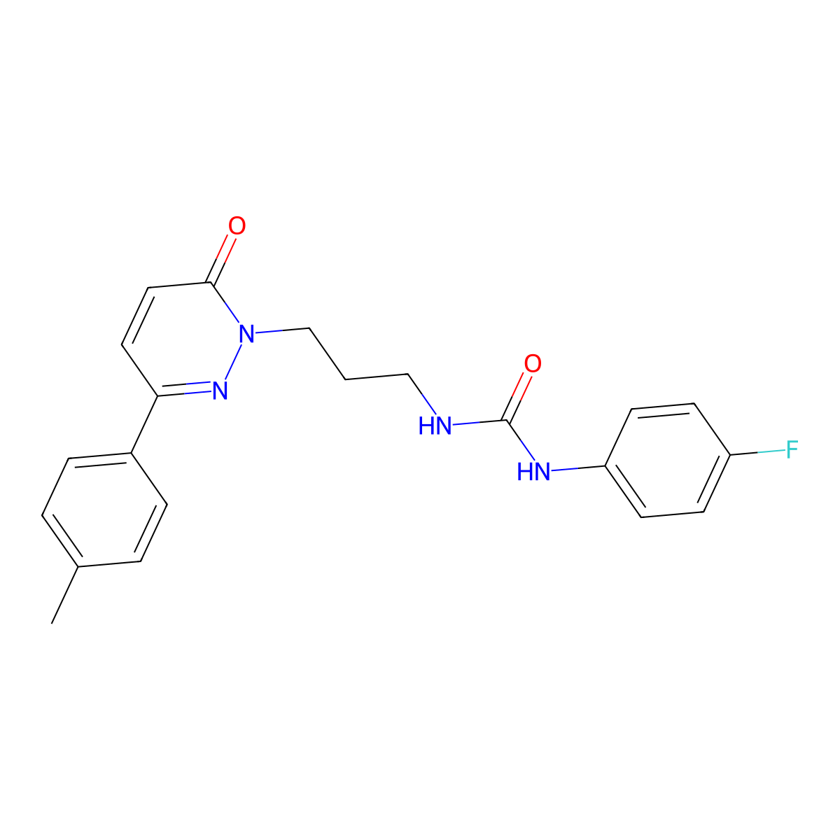1-(4-fluorophenyl)-3-(3-(6-oxo-3-(p-tolyl)pyridazin-1(6H)-yl)propyl)urea molecular structure, CAS 1021254-02-3