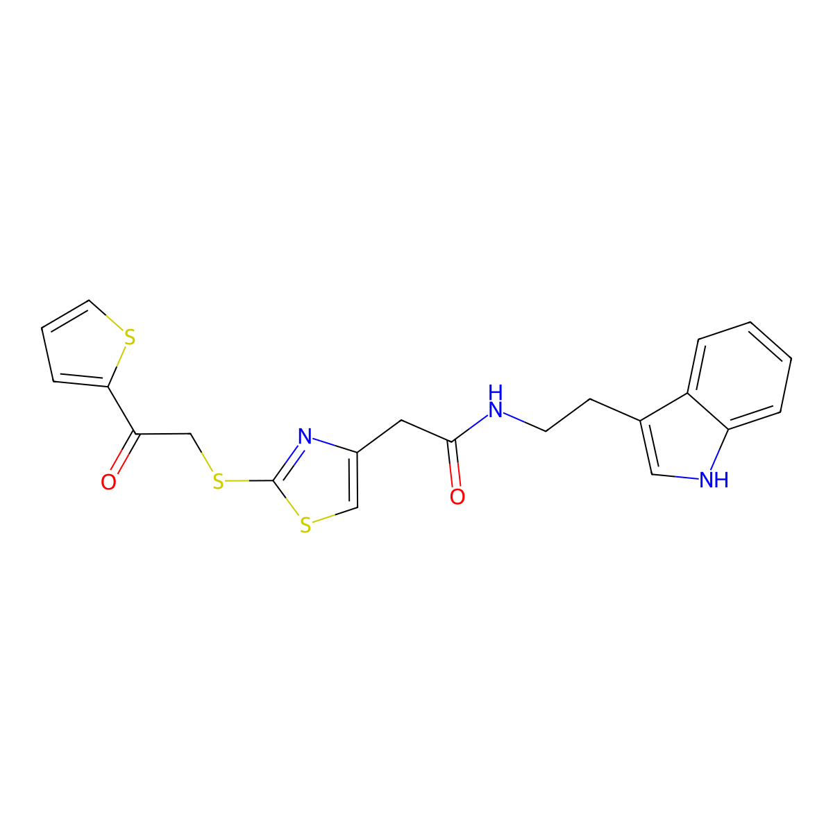 N-(2-(1H-indol-3-yl)ethyl)-2-(2-((2-oxo-2-(thiophen-2-yl)ethyl)thio)thiazol-4-yl)acetamide molecular structure, CAS 1021254-07-8
