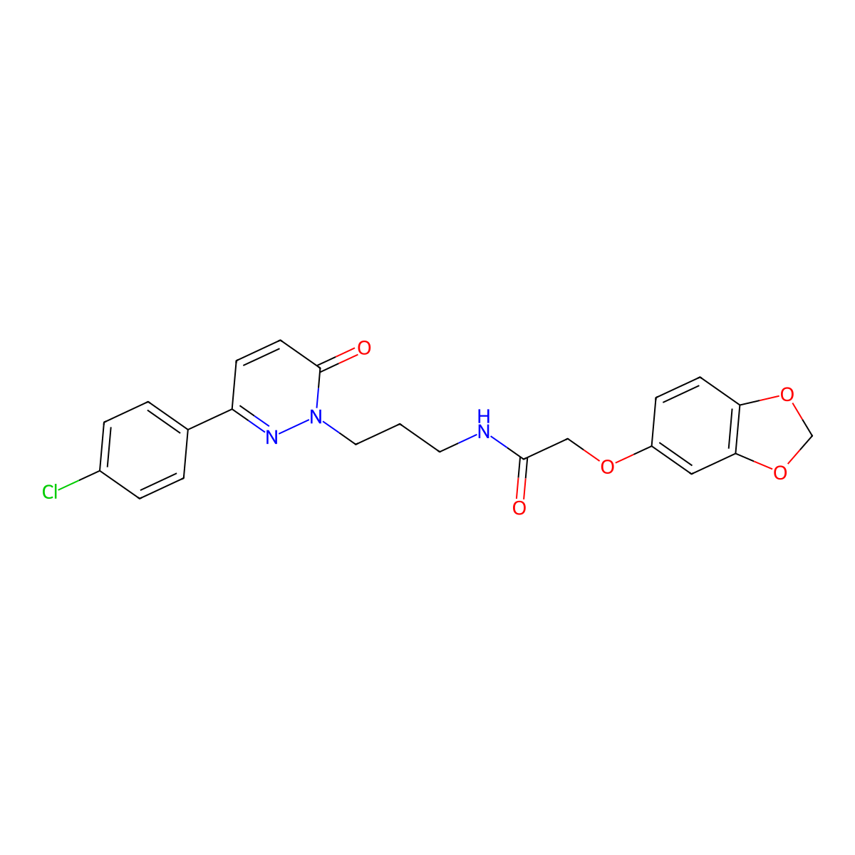 2-(benzo[d][1,3]dioxol-5-yloxy)-N-(3-(3-(4-chlorophenyl)-6-oxopyridazin-1(6H)-yl)propyl)acetamide molecular structure, CAS 1021254-08-9