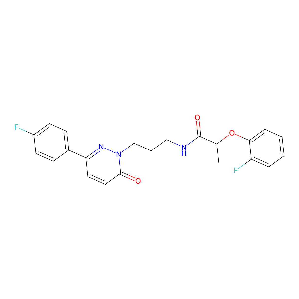 2-(2-fluorophenoxy)-N-(3-(3-(4-fluorophenyl)-6-oxopyridazin-1(6H)-yl)propyl)propanamide molecular structure, CAS 1021254-13-6