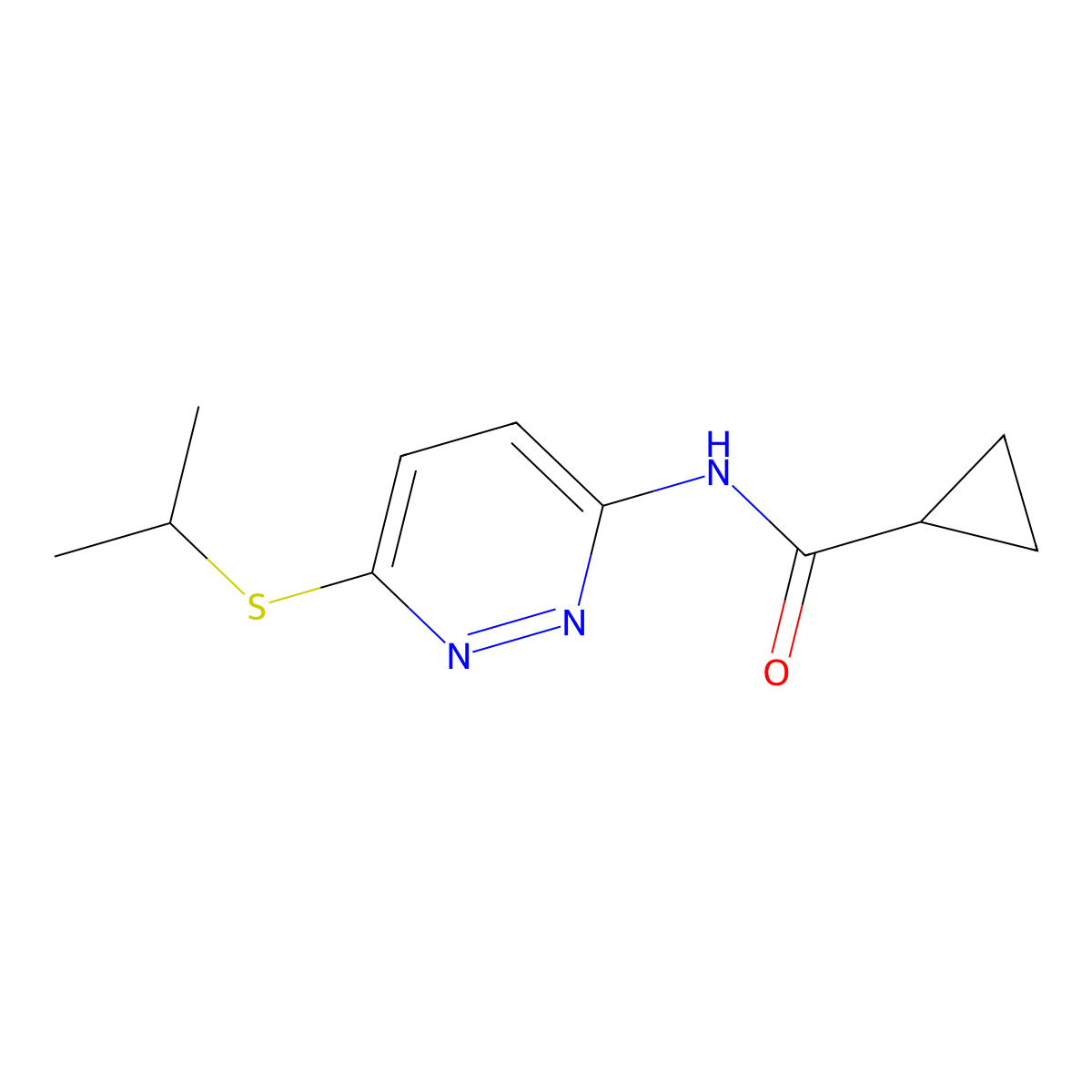 N-[6-(propan-2-ylsulfanyl)pyridazin-3-yl]cyclopropanecarboxamide molecular structure, CAS 1021254-37-4