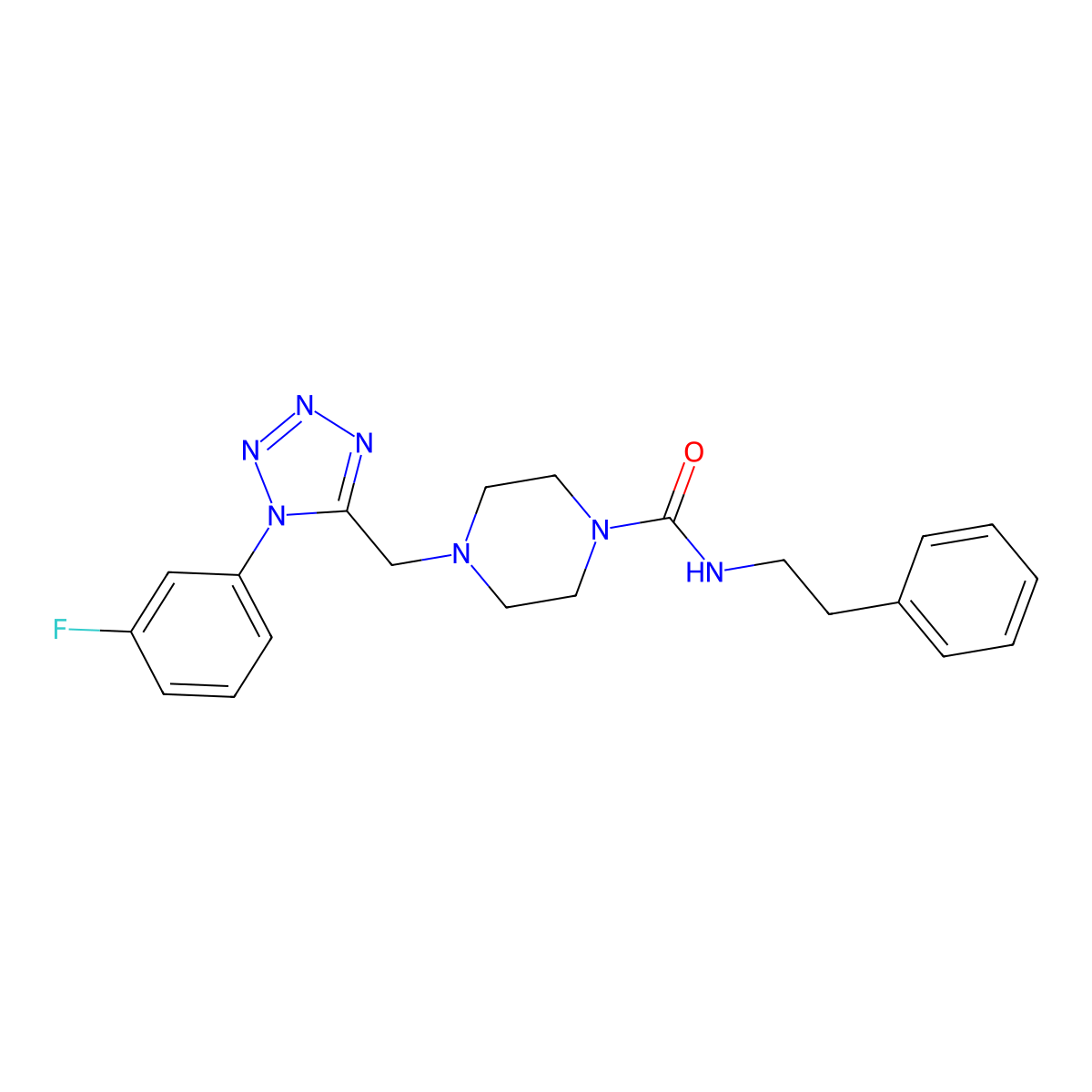 4-((1-(3-fluorophenyl)-1H-tetrazol-5-yl)methyl)-N-phenethylpiperazine-1-carboxamide molecular structure, CAS 1021254-40-9
