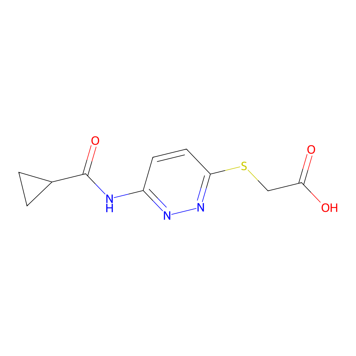 2-[(6-Cyclopropaneamidopyridazin-3-yl)sulfanyl]acetic acid molecular structure, CAS 1021254-41-0