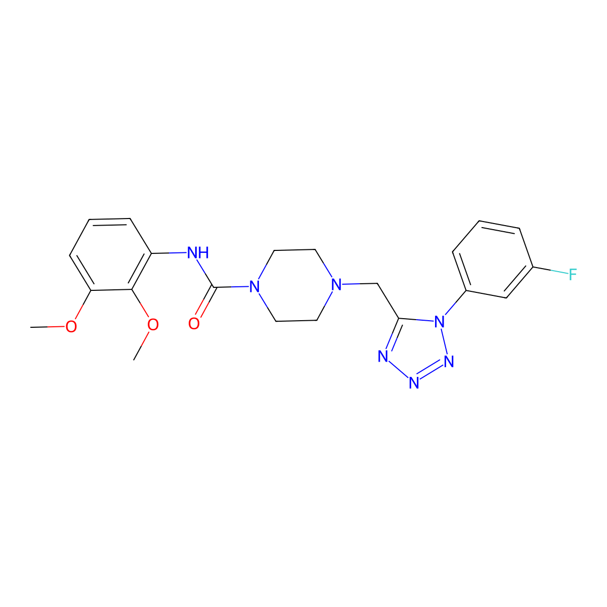 N-(2,3-dimethoxyphenyl)-4-((1-(3-fluorophenyl)-1H-tetrazol-5-yl)methyl)piperazine-1-carboxamide molecular structure, CAS 1021254-42-1