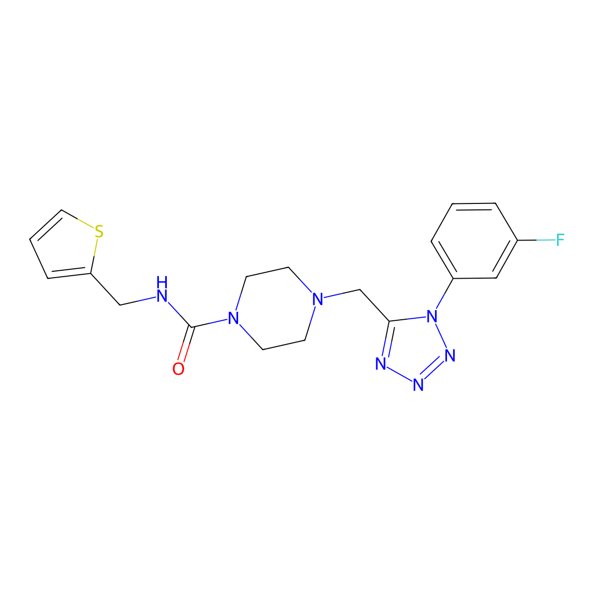 4-((1-(3-fluorophenyl)-1H-tetrazol-5-yl)methyl)-N-(thiophen-2-ylmethyl)piperazine-1-carboxamide molecular structure, CAS 1021254-45-4