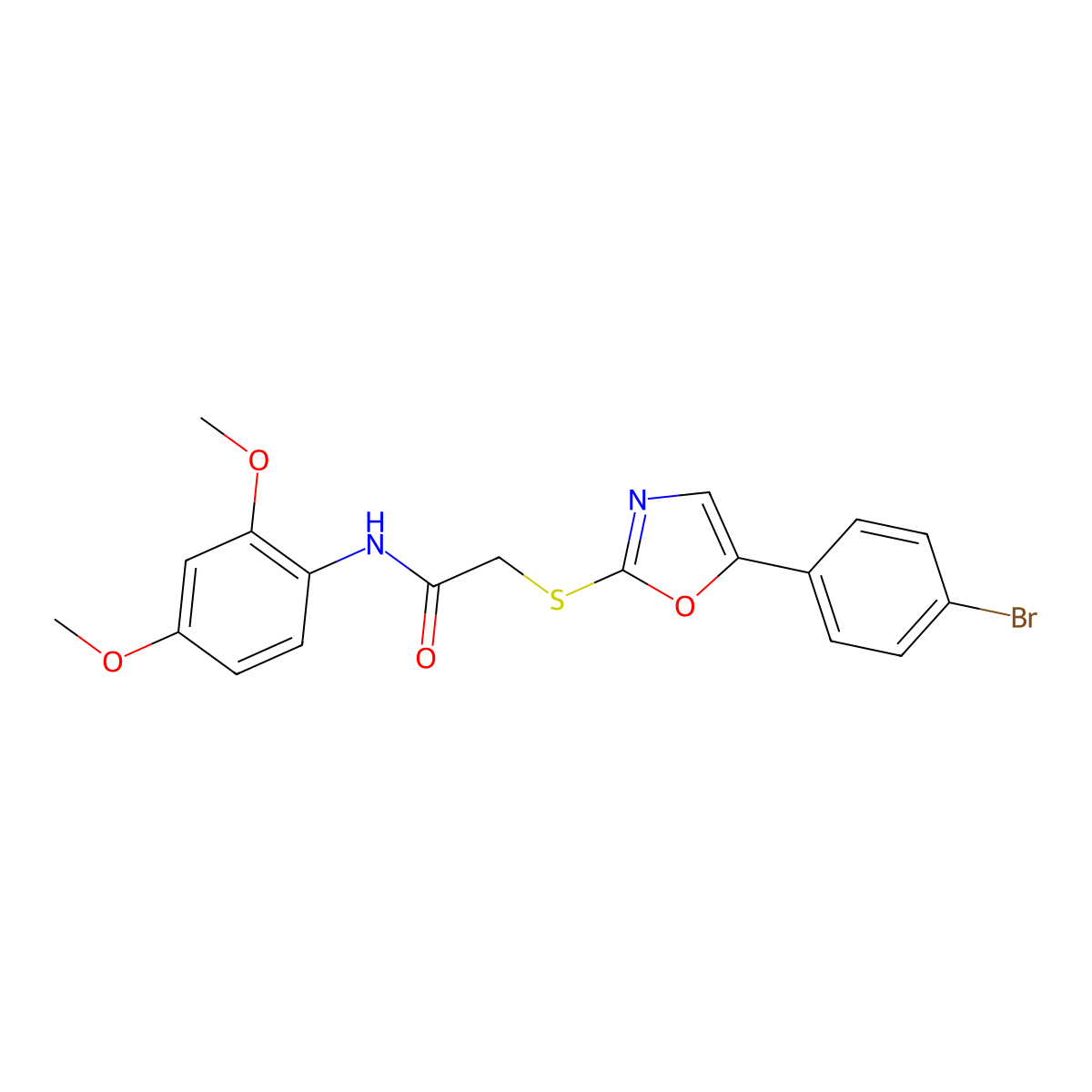 2-{[5-(4-bromophenyl)-1,3-oxazol-2-yl]sulfanyl}-N-(2,4-dimethoxyphenyl)acetamide molecular structure, CAS 1021254-50-1