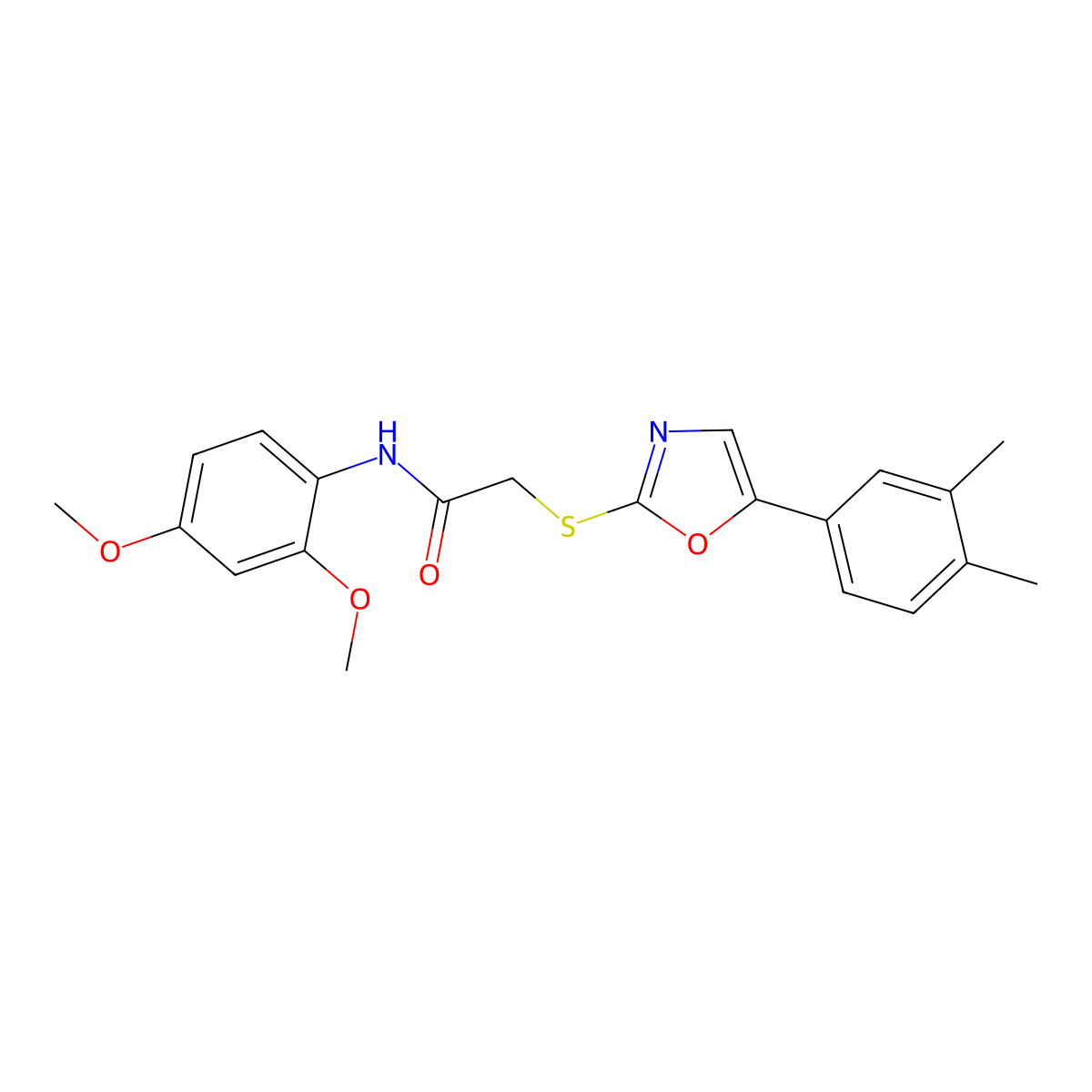 N-(2,4-dimethoxyphenyl)-2-{[5-(3,4-dimethylphenyl)-1,3-oxazol-2-yl]sulfanyl}acetamide molecular structure, CAS 1021254-71-6