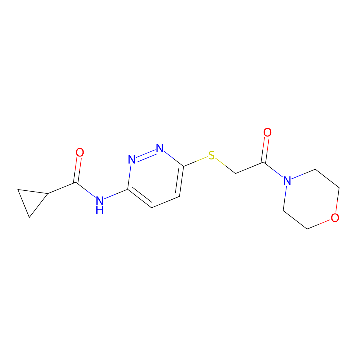 N-(6-{[2-(morpholin-4-yl)-2-oxoethyl]sulfanyl}pyridazin-3-yl)cyclopropanecarboxamide molecular structure, CAS 1021254-72-7