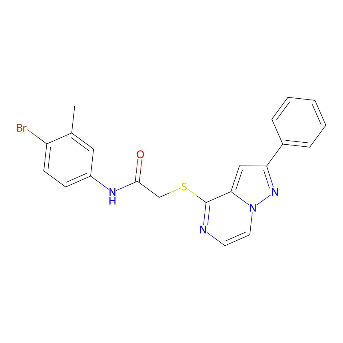 N-(4-bromo-3-methylphenyl)-2-[(2-phenylpyrazolo[1,5-a]pyrazin-4-yl)thio]acetamide molecular structure, CAS 1021254-75-0