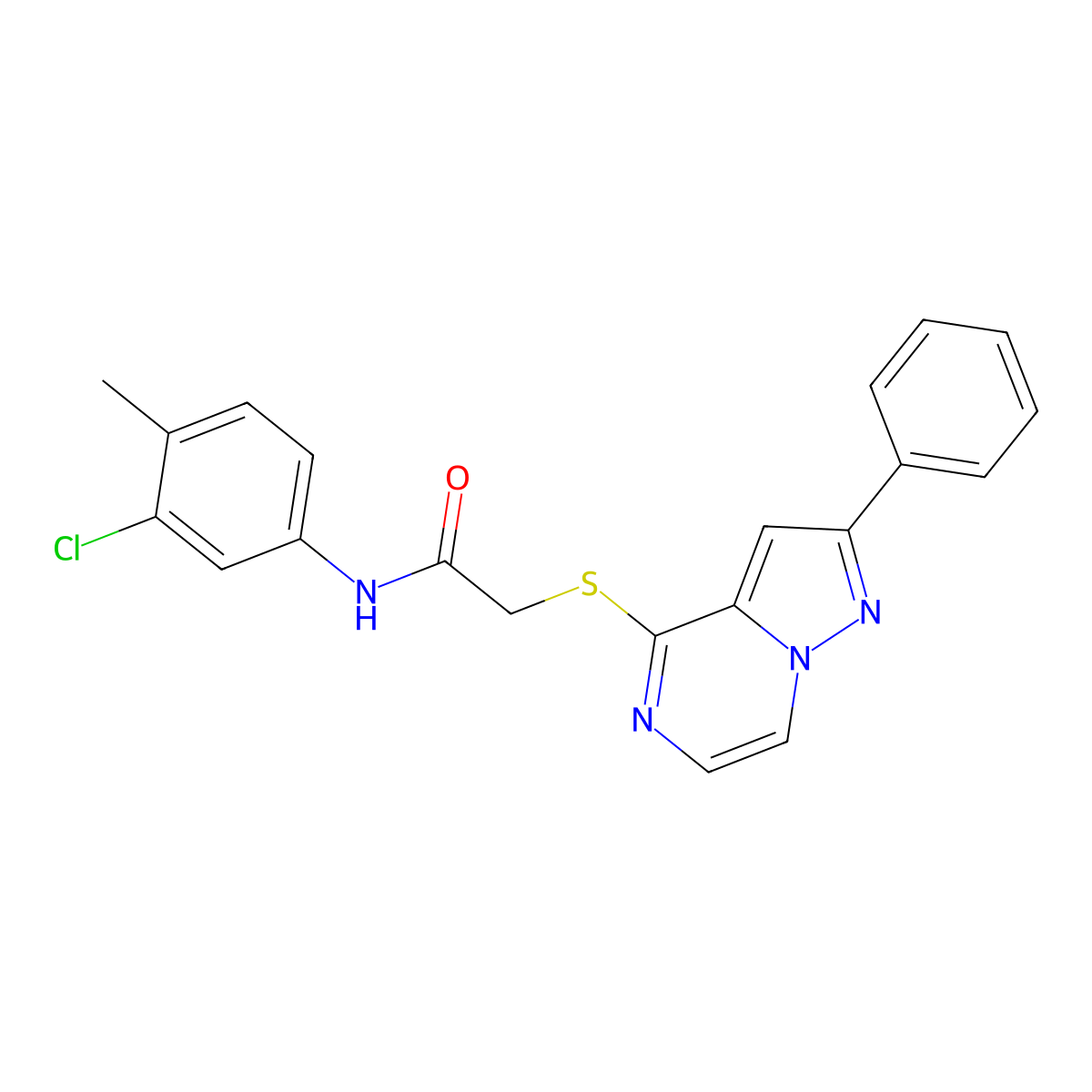 N-(3-chloro-4-methylphenyl)-2-[(2-phenylpyrazolo[1,5-a]pyrazin-4-yl)thio]acetamide molecular structure, CAS 1021254-78-3
