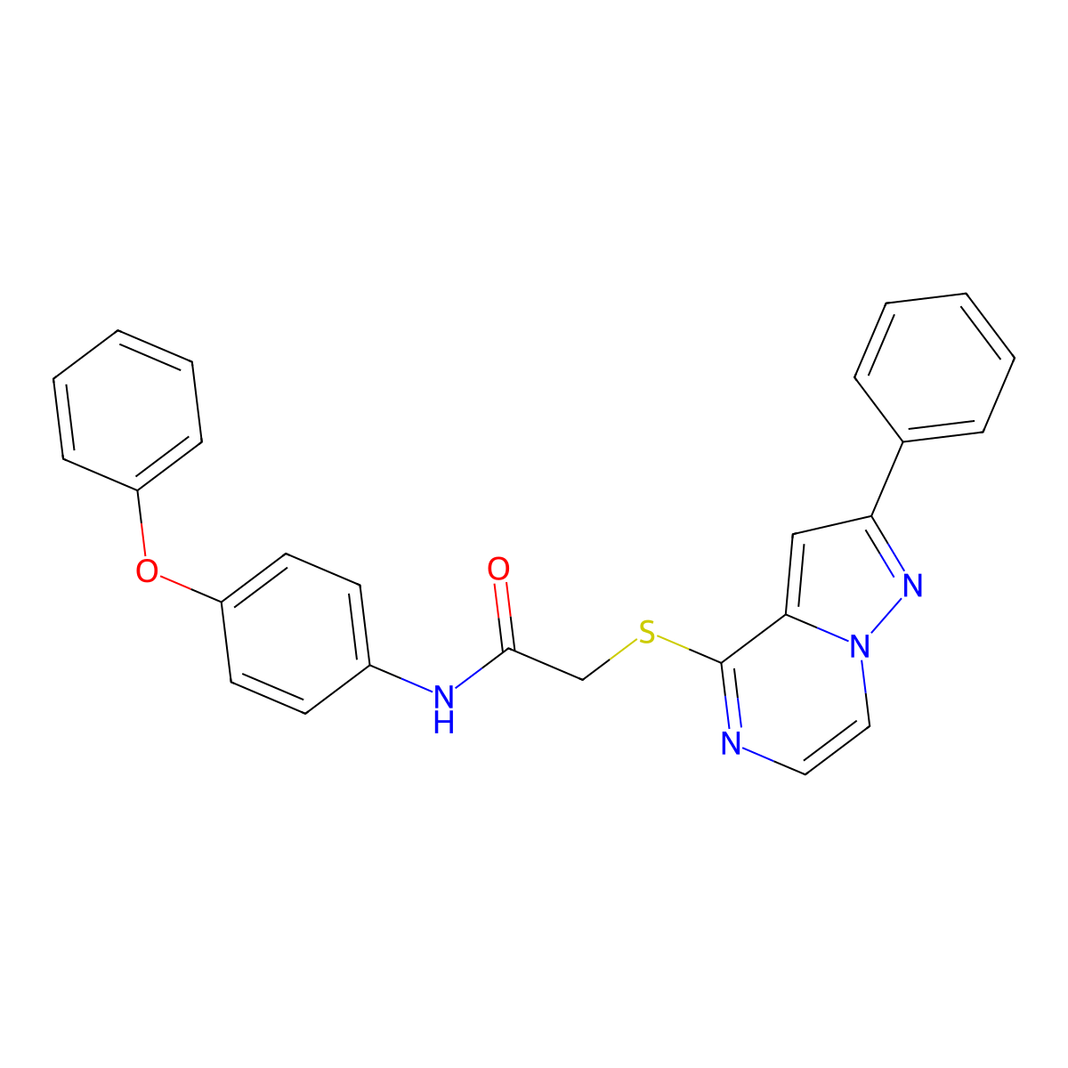 N-(4-Phenoxyphenyl)-2-({2-phenylpyrazolo[1,5-A]pyrazin-4-YL}sulfanyl)acetamide molecular structure, CAS 1021254-85-2