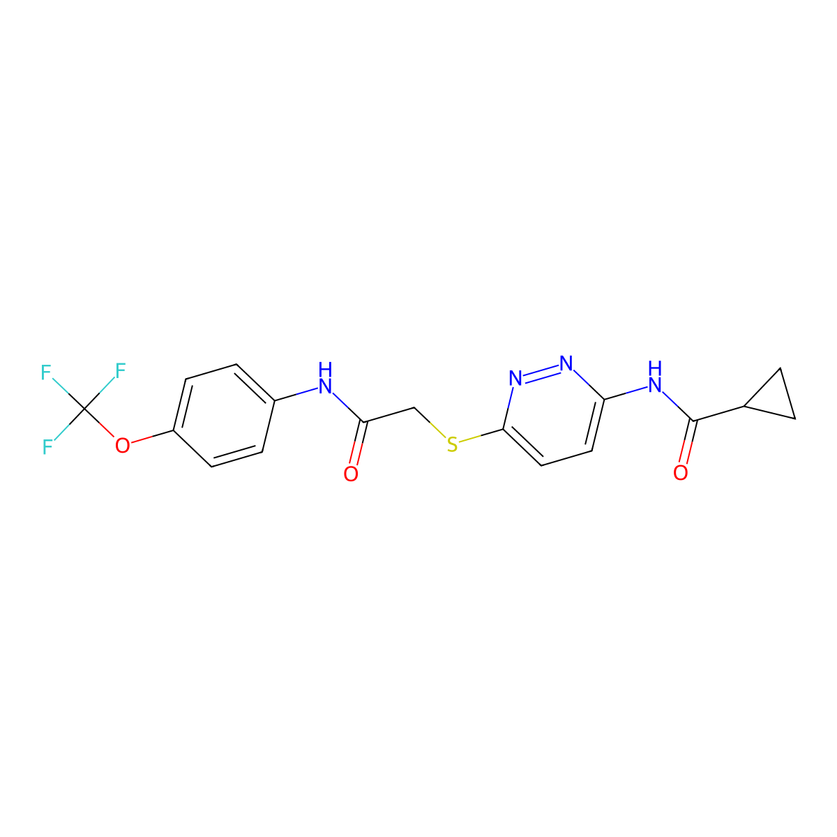 N-{6-[({[4-(trifluoromethoxy)phenyl]carbamoyl}methyl)sulfanyl]pyridazin-3-yl}cyclopropanecarboxamide molecular structure, CAS 1021255-01-5