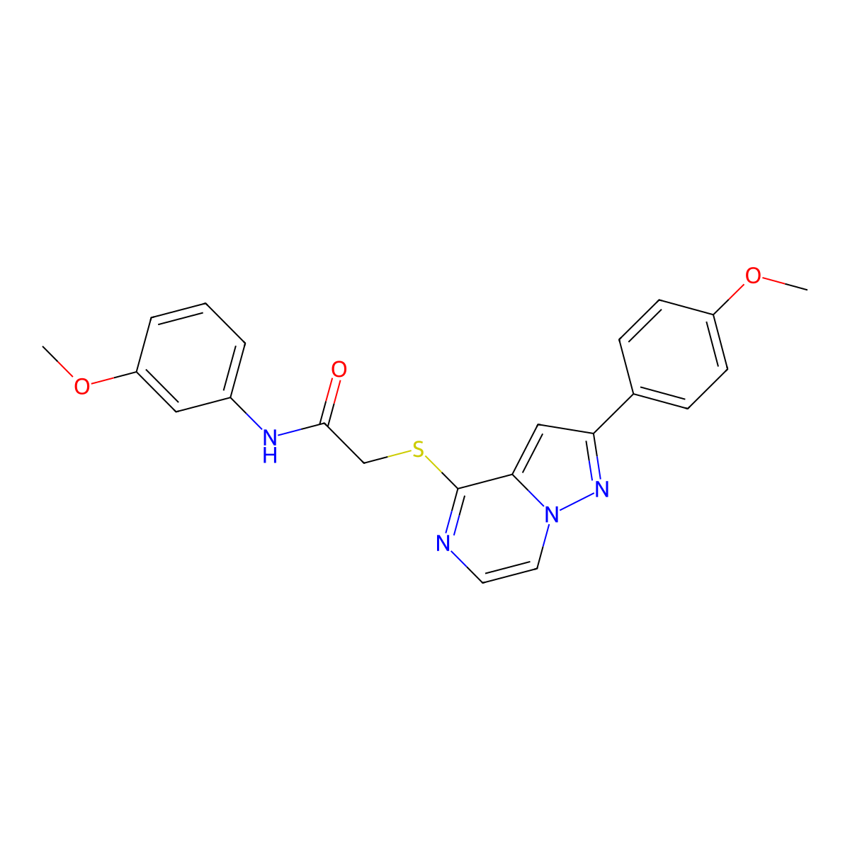 N-(3-methoxyphenyl)-2-{[2-(4-methoxyphenyl)pyrazolo[1,5-a]pyrazin-4-yl]sulfanyl}acetamide molecular structure, CAS 1021255-25-3