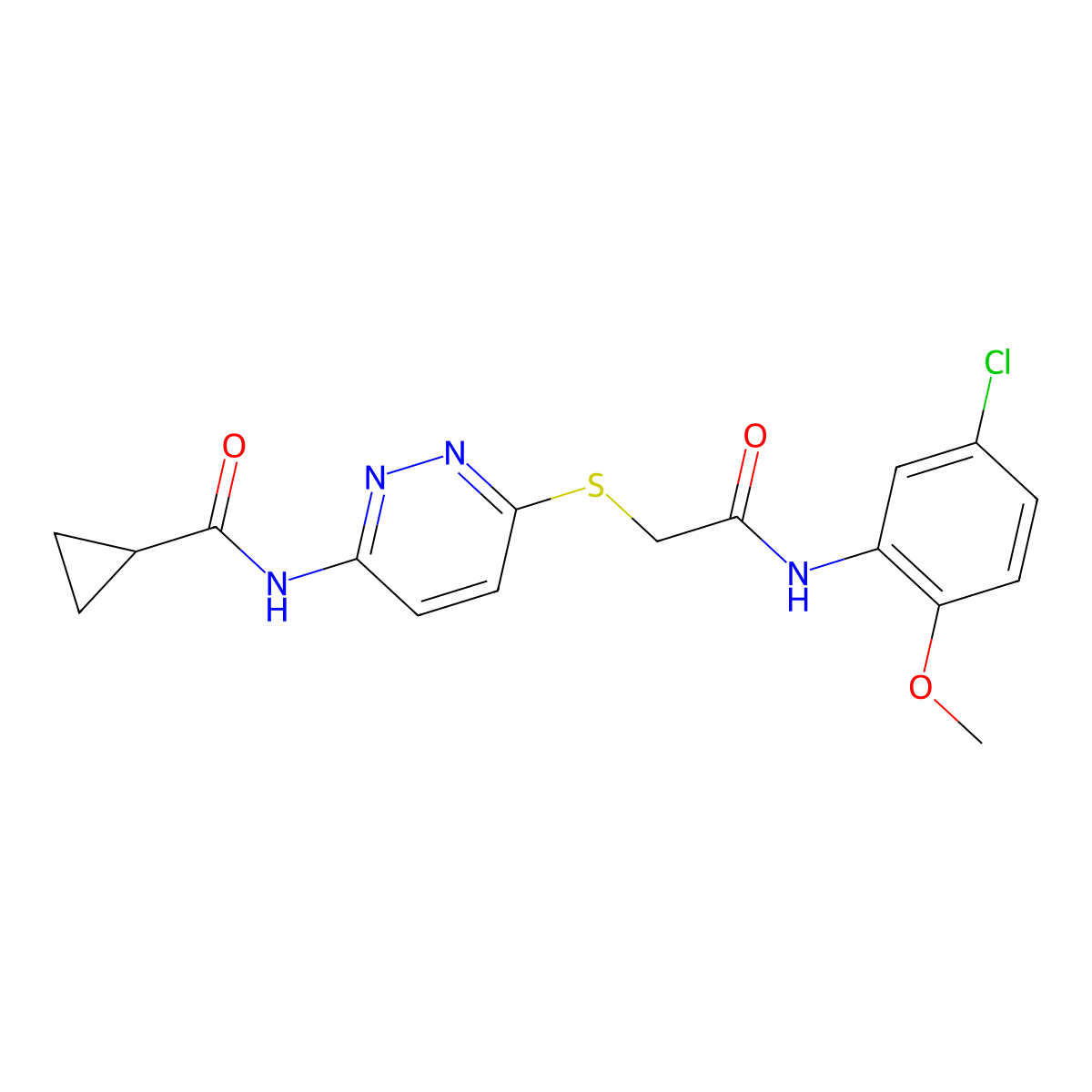 N-[6-({[(5-chloro-2-methoxyphenyl)carbamoyl]methyl}sulfanyl)pyridazin-3-yl]cyclopropanecarboxamide molecular structure, CAS 1021255-27-5