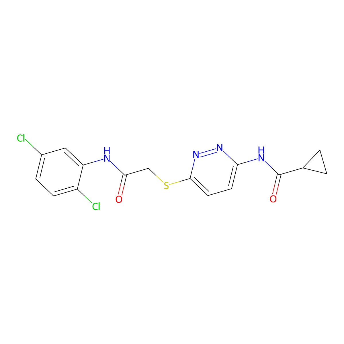 N-[6-({[(2,5-dichlorophenyl)carbamoyl]methyl}sulfanyl)pyridazin-3-yl]cyclopropanecarboxamide molecular structure, CAS 1021255-33-3
