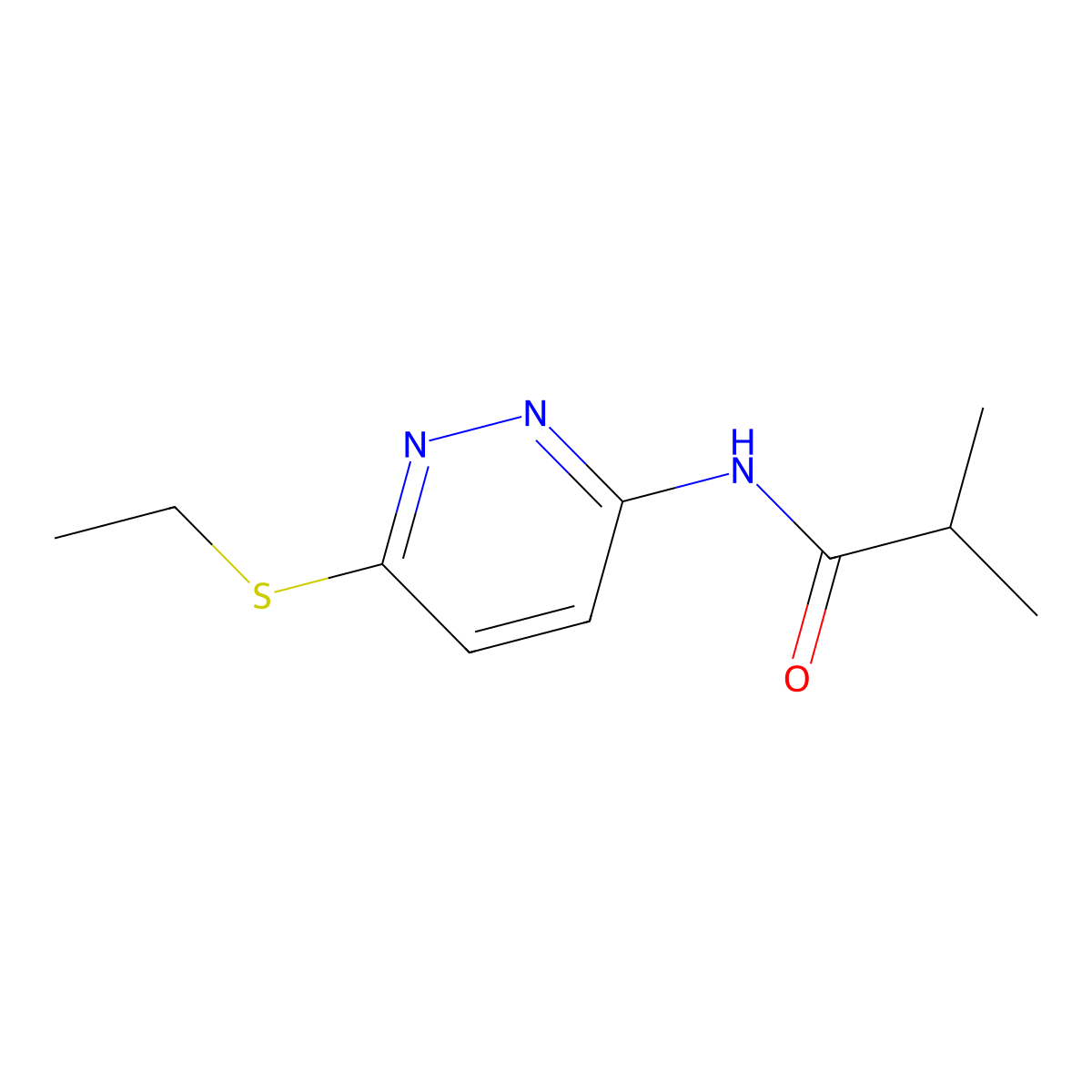 N-[6-(ethylsulfanyl)pyridazin-3-yl]-2-methylpropanamide molecular structure, CAS 1021255-35-5