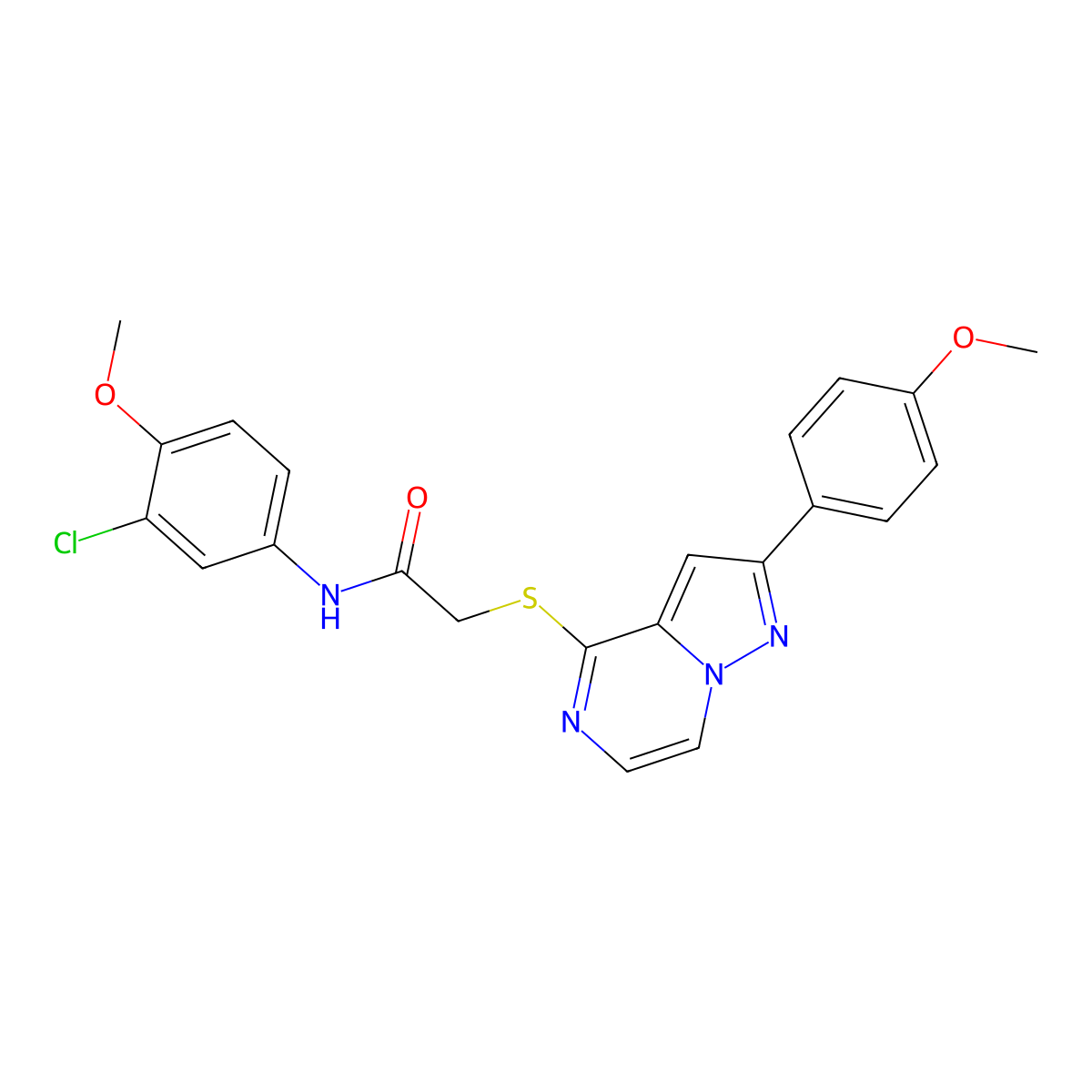 N-(3-chloro-4-methoxyphenyl)-2-{[2-(4-methoxyphenyl)pyrazolo[1,5-a]pyrazin-4-yl]sulfanyl}acetamide molecular structure, CAS 1021255-38-8
