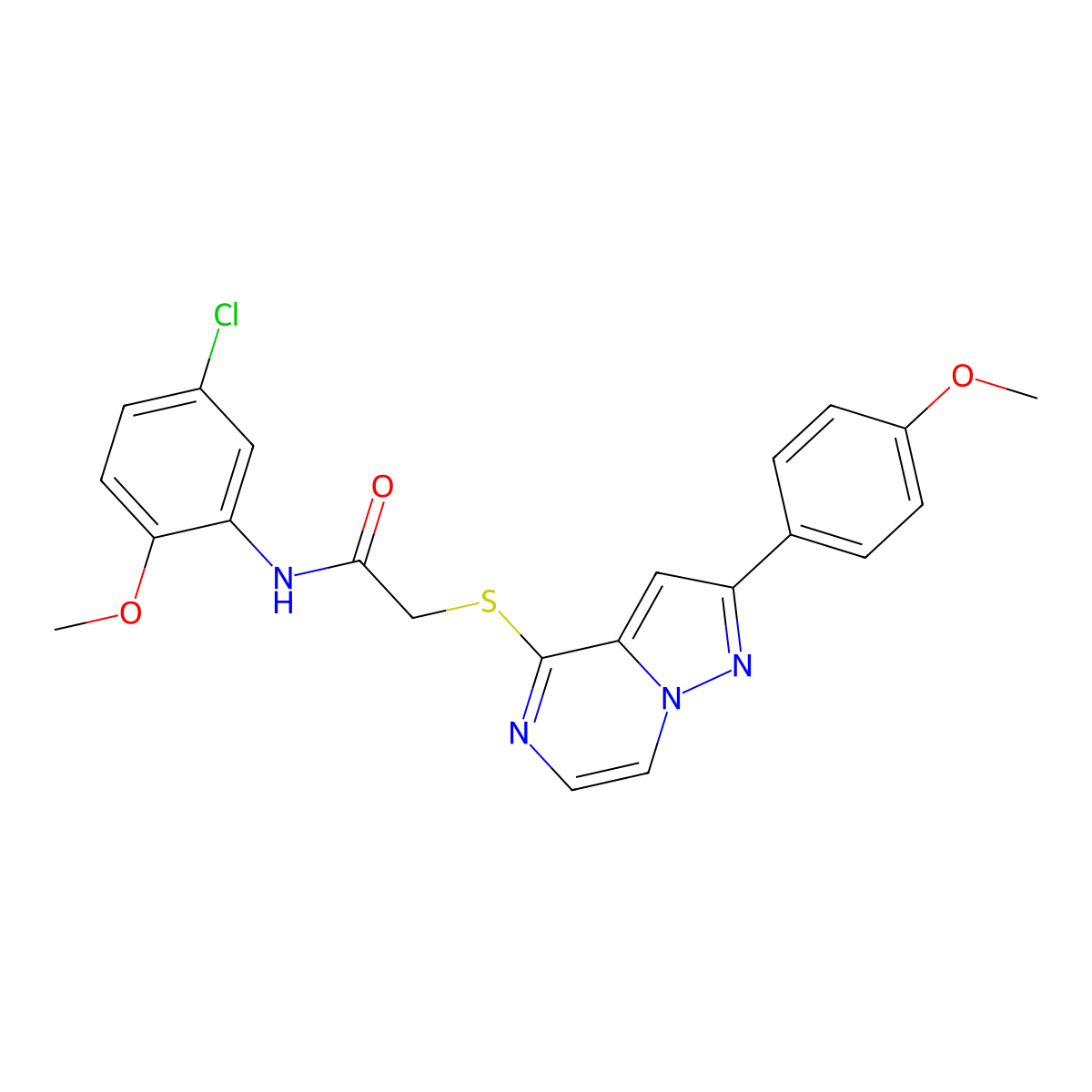 N-(5-chloro-2-methoxyphenyl)-2-{[2-(4-methoxyphenyl)pyrazolo[1,5-a]pyrazin-4-yl]sulfanyl}acetamide molecular structure, CAS 1021255-46-8