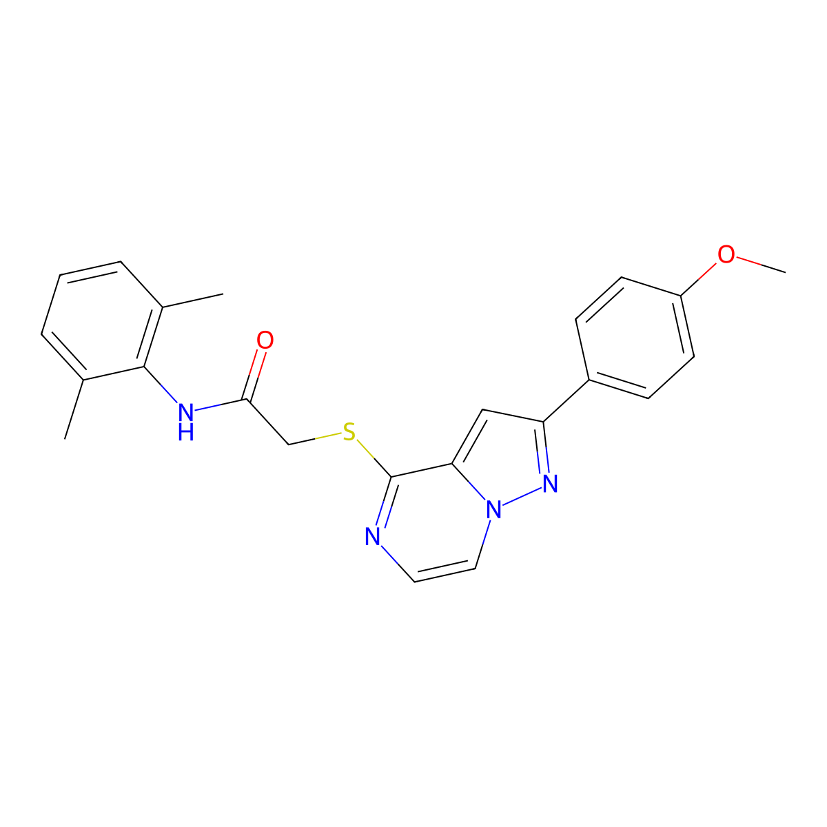 N-(2,6-dimethylphenyl)-2-{[2-(4-methoxyphenyl)pyrazolo[1,5-a]pyrazin-4-yl]sulfanyl}acetamide molecular structure, CAS 1021255-58-2