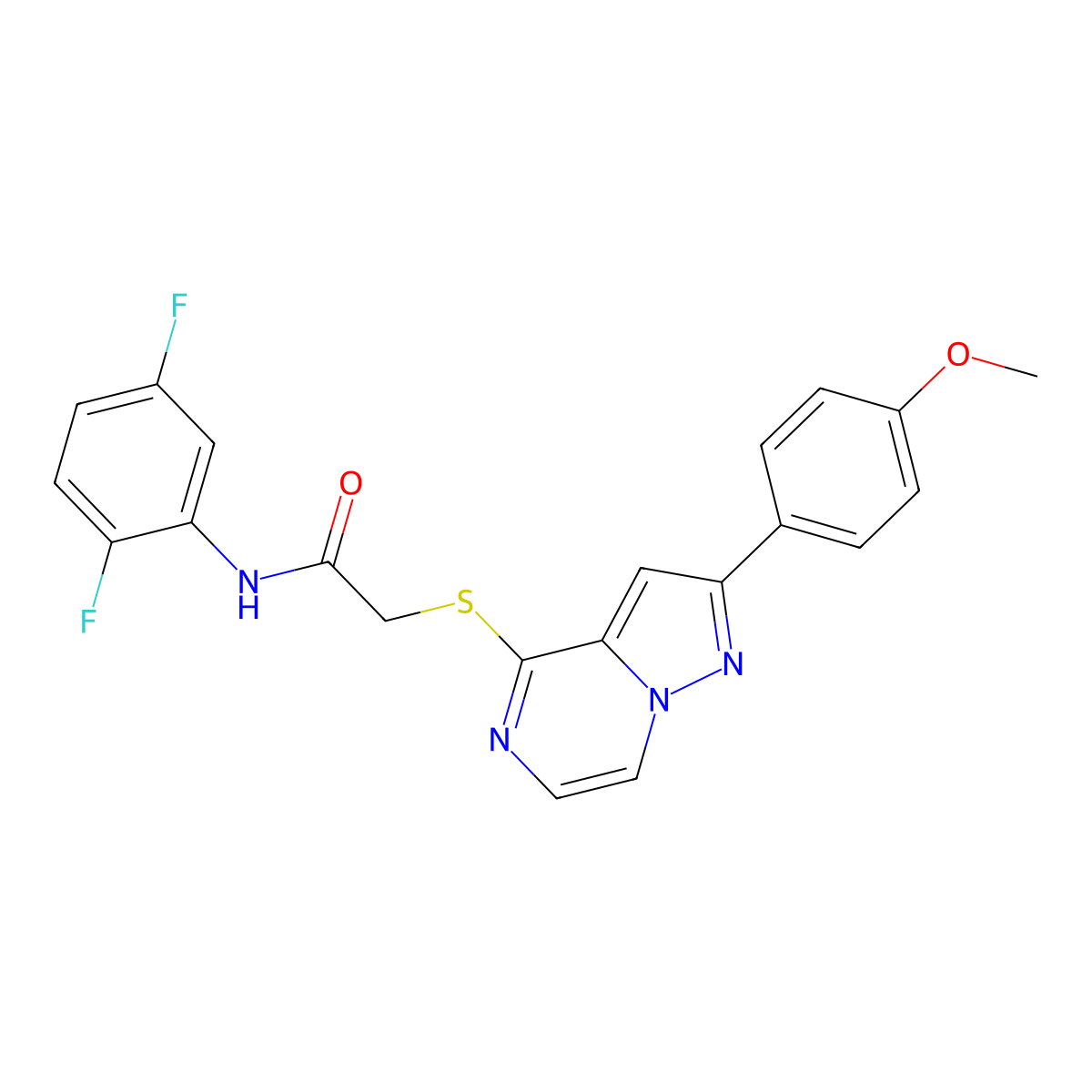 N-(2,5-difluorophenyl)-2-{[2-(4-methoxyphenyl)pyrazolo[1,5-a]pyrazin-4-yl]sulfanyl}acetamide molecular structure, CAS 1021255-61-7