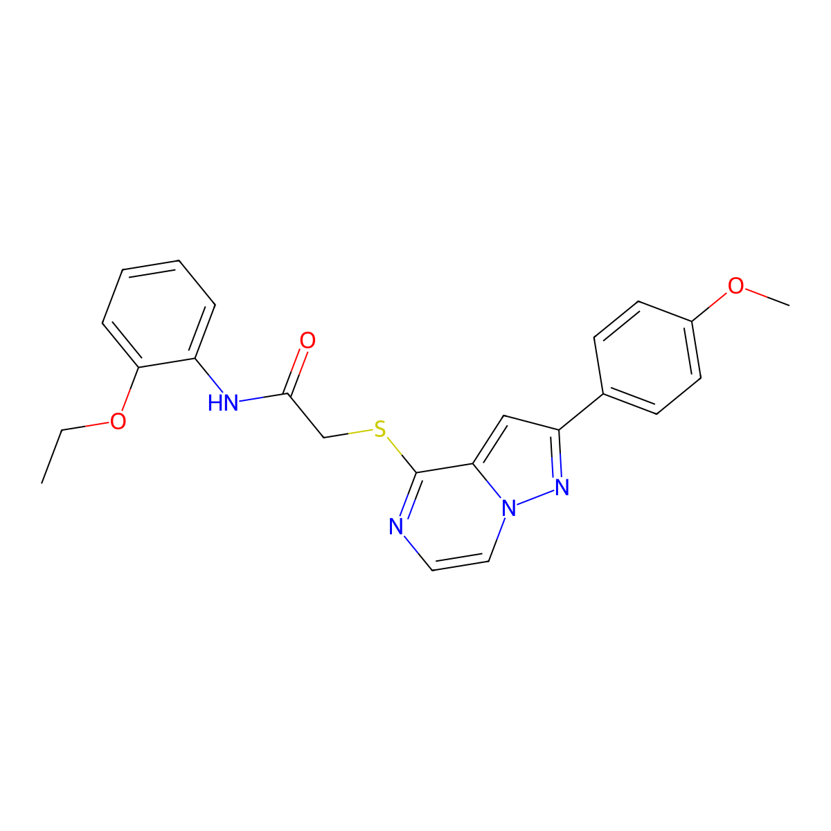 N-(2-ethoxyphenyl)-2-{[2-(4-methoxyphenyl)pyrazolo[1,5-a]pyrazin-4-yl]sulfanyl}acetamide molecular structure, CAS 1021255-72-0