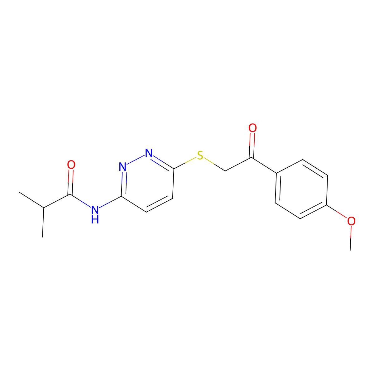 N-(6-{[2-(4-methoxyphenyl)-2-oxoethyl]sulfanyl}pyridazin-3-yl)-2-methylpropanamide molecular structure, CAS 1021255-94-6