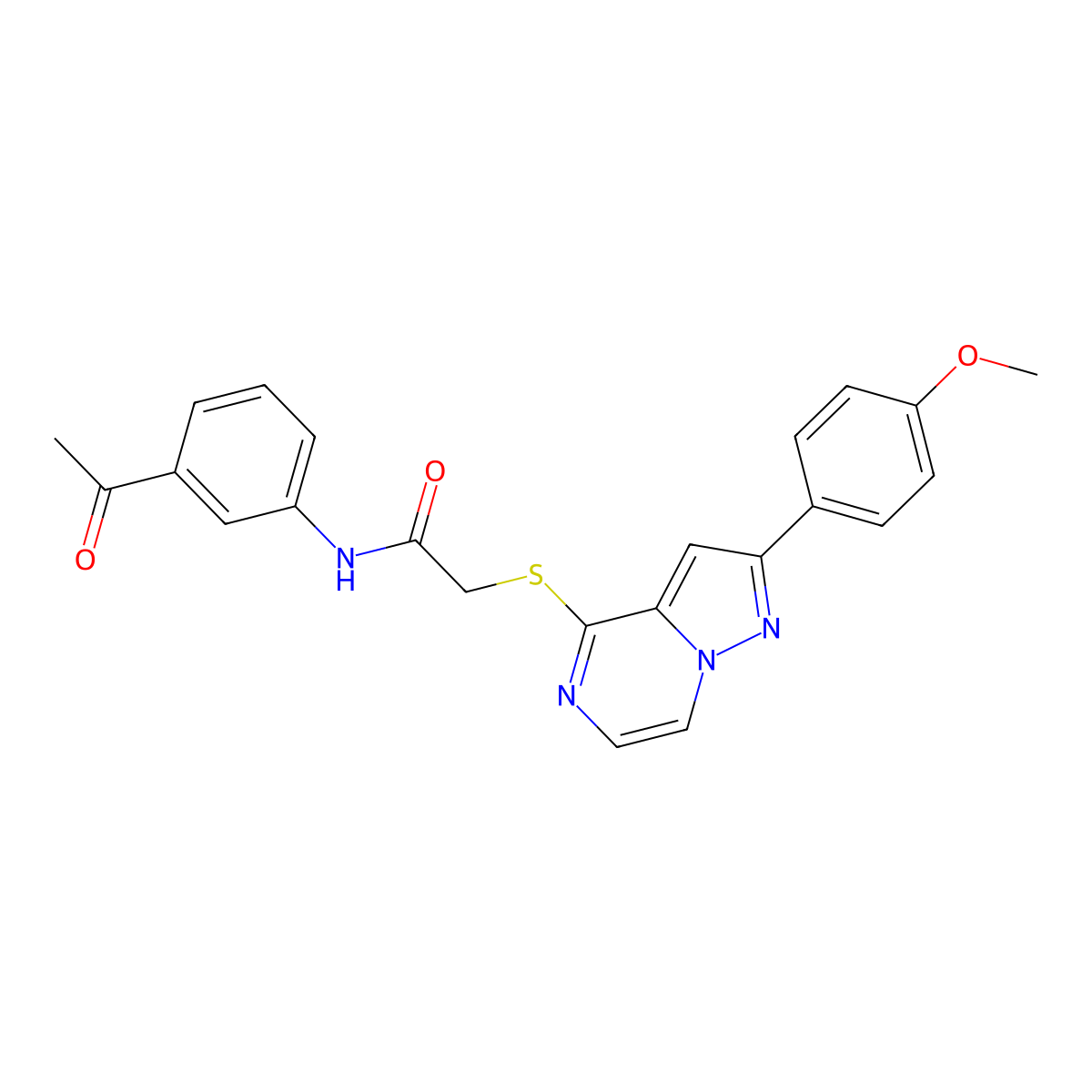 N-(3-acetylphenyl)-2-{[2-(4-methoxyphenyl)pyrazolo[1,5-a]pyrazin-4-yl]sulfanyl}acetamide molecular structure, CAS 1021255-97-9