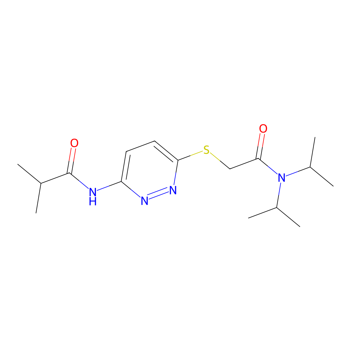 N-[6-({[bis(propan-2-yl)carbamoyl]methyl}sulfanyl)pyridazin-3-yl]-2-methylpropanamide molecular structure, CAS 1021256-11-0
