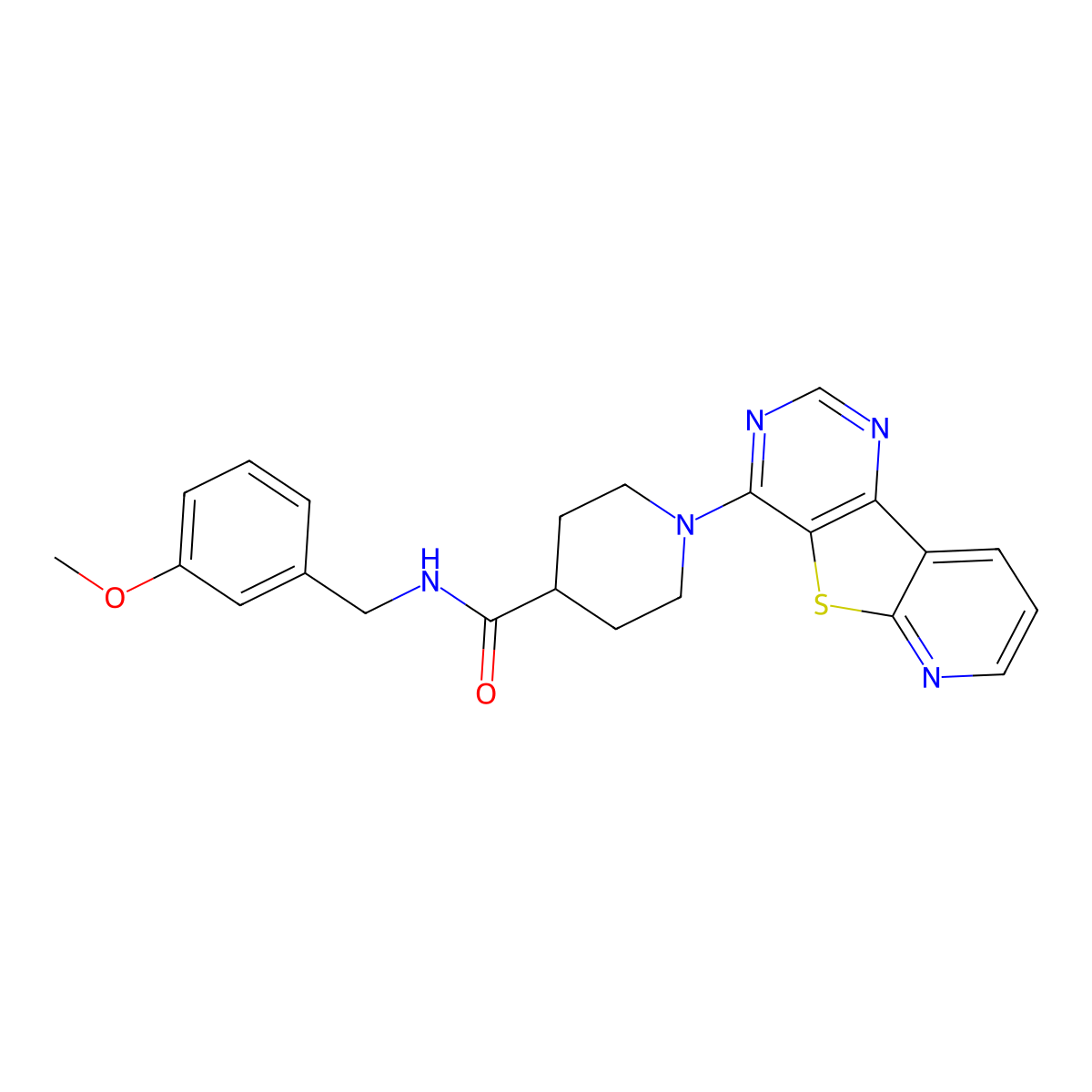 N-[(3-methoxyphenyl)methyl]-1-{8-thia-3,5,10-triazatricyclo[7.4.0.0^{2,7}]trideca-1(13),2(7),3,5,9,11-hexaen-6-yl}piperidine-4-carboxamide molecular structure, CAS 1021256-12-1