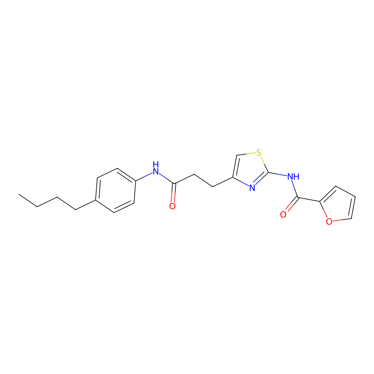 N-(4-(3-((4-butylphenyl)amino)-3-oxopropyl)thiazol-2-yl)furan-2-carboxamide molecular structure, CAS 1021256-34-7