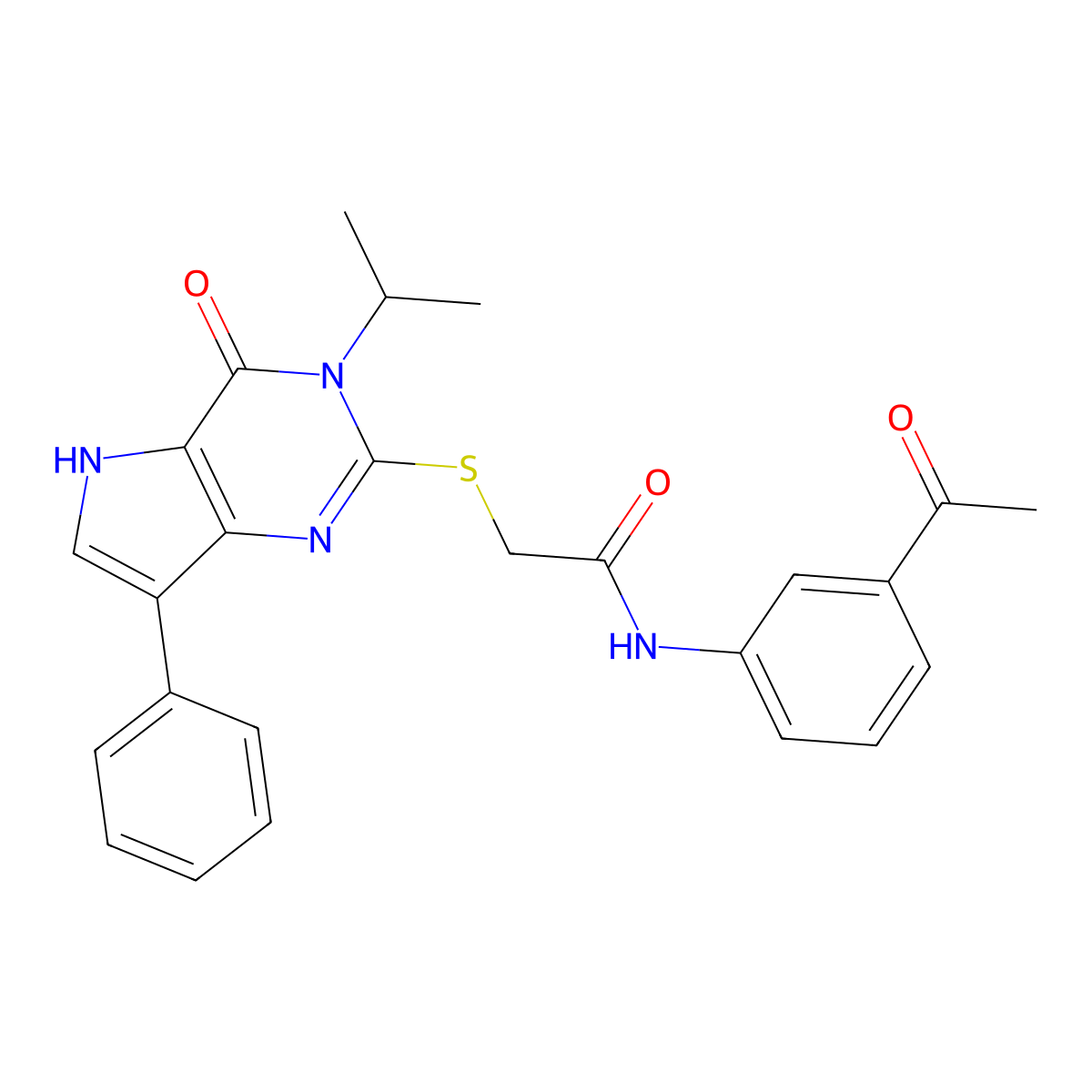 N-(3-acetylphenyl)-2-{[4-oxo-7-phenyl-3-(propan-2-yl)-3H,4H,5H-pyrrolo[3,2-d]pyrimidin-2-yl]sulfanyl}acetamide molecular structure, CAS 1021256-35-8