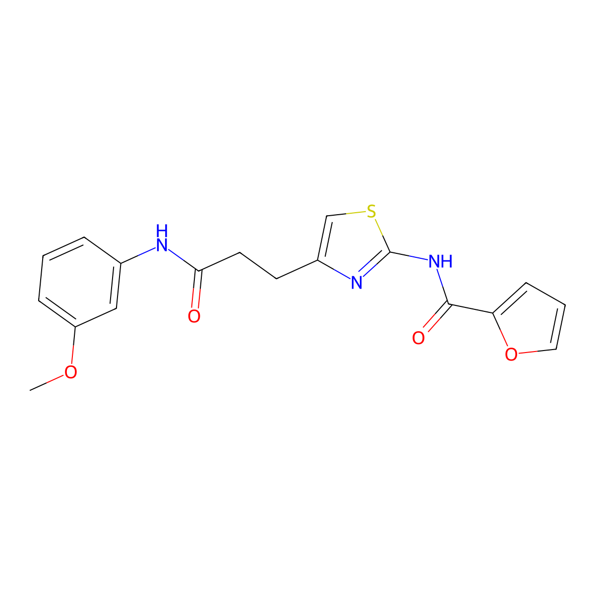 N-(4-(3-((3-methoxyphenyl)amino)-3-oxopropyl)thiazol-2-yl)furan-2-carboxamide molecular structure, CAS 1021256-36-9