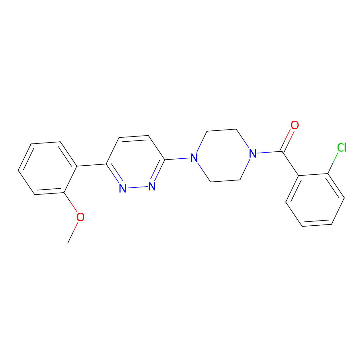 (2-Chlorophenyl)(4-(6-(2-methoxyphenyl)pyridazin-3-yl)piperazin-1-yl)methanone molecular structure, CAS 1021256-38-1